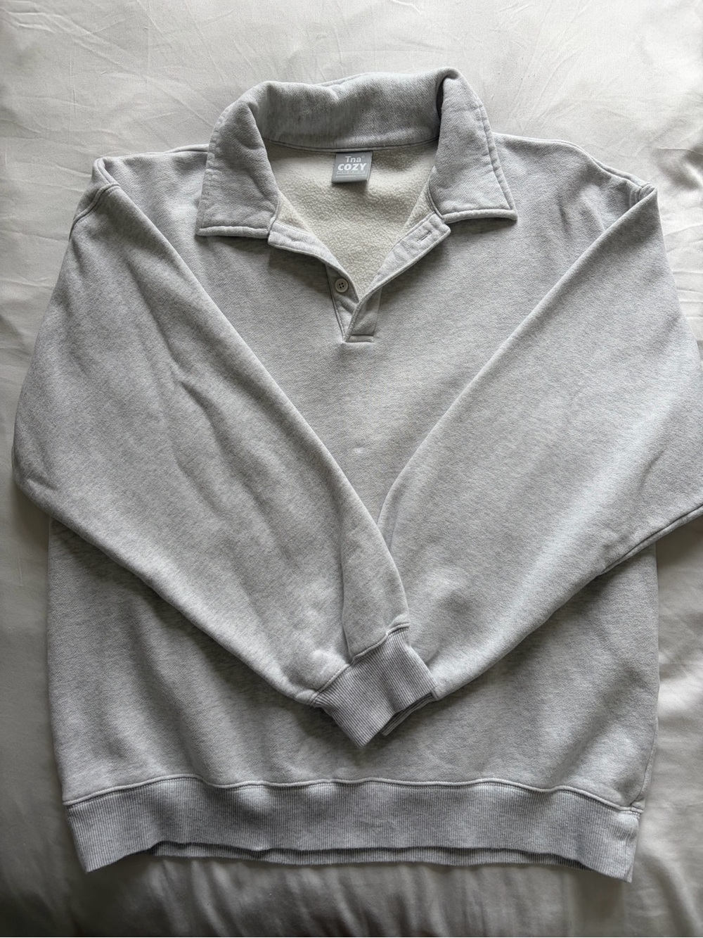 TNA Cozy Light Gray Quarter-Snap Pullover Sweatshirt - Picture 1 of 5
